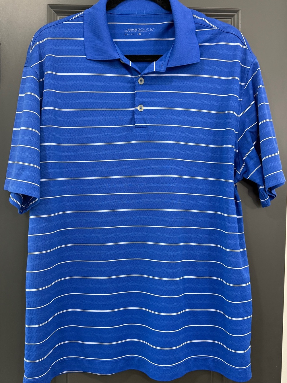 Nike Royal Blue Short-Sleeve Polo with White Stripes